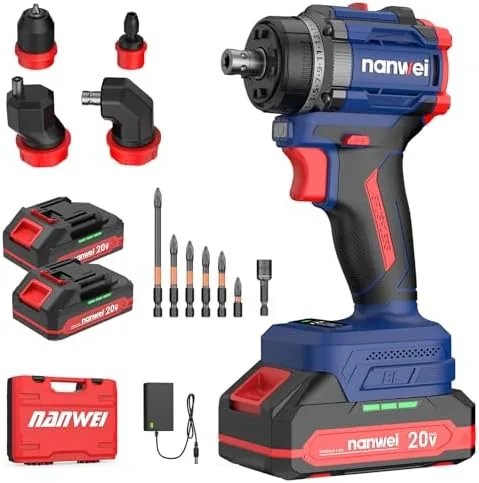 4 in 1 multi head cordless drill set 440 in lbs 50nm max torqueportable power drill driver with 4 interchangeable heads electric screwdriver drill kit for home diy repair and construction use